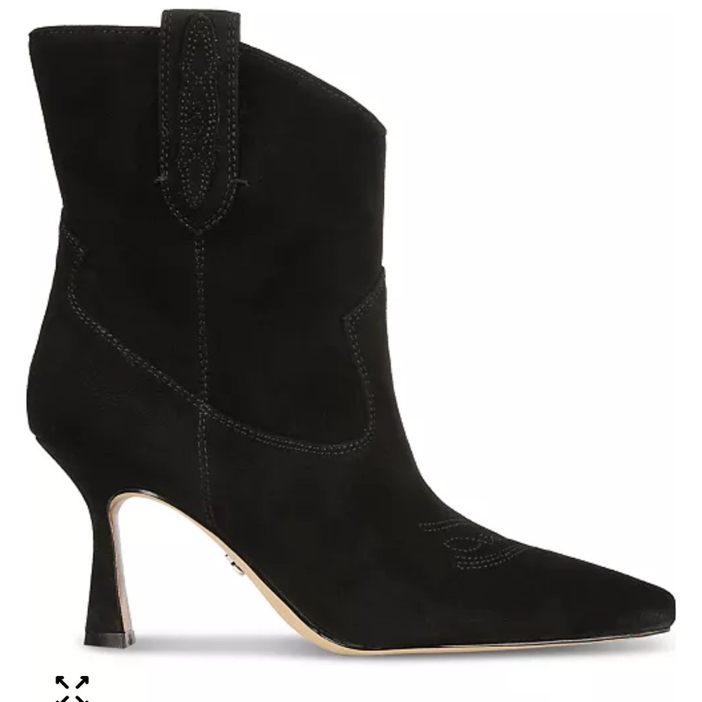 Sam Edelman Women's Moe Pointed-Toe Pull-on Western Boots Black Suede Sz 9.5 @